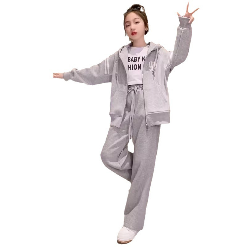 Tüdrukute kapuutsiga vabaaja dressipluusi komplekt kevadriided juunioride laste pikkade varrukatega jakk dressipüksid sügistrend 3-15 a