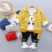 Set haine pentru băieți, primăvară, toamnă, pentru copii, costum de desene animate, din bumbac, tricou cu mânecă lungă, jachetă, pantaloni, 3 buc. ținută pentru copii mici