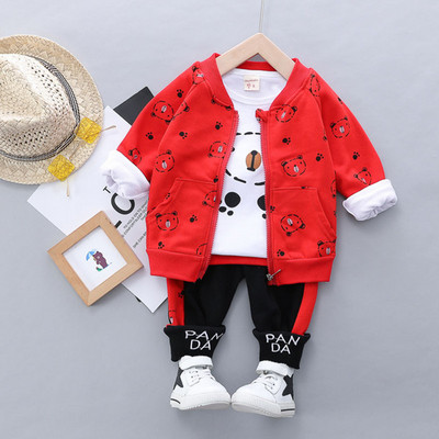 Set haine pentru băieți, primăvară, toamnă, pentru copii, costum de desene animate, din bumbac, tricou cu mânecă lungă, jachetă, pantaloni, 3 buc. ținută pentru copii mici