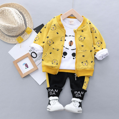 Set haine pentru băieți, primăvară, toamnă, pentru copii, costum de desene animate, din bumbac, tricou cu mânecă lungă, jachetă, pantaloni, 3 buc. ținută pentru copii mici