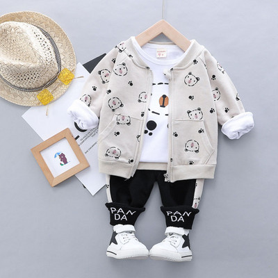Set haine pentru băieți, primăvară, toamnă, pentru copii, costum de desene animate, din bumbac, tricou cu mânecă lungă, jachetă, pantaloni, 3 buc. ținută pentru copii mici
