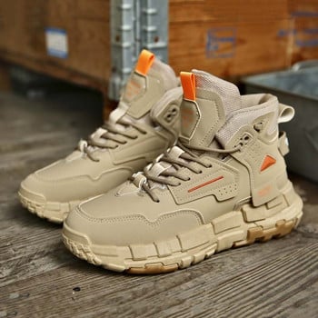 Есен Зима Нови мъжки спортни обувки Модни дебели подметки Тенденция Корейски къси ботуши Баскетбол на открито Ежедневни обувки за бягане Издръжливи