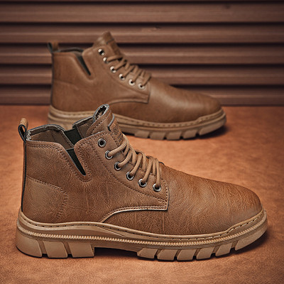 Vintage Meeste Lühikesed Saapad Sügis Talv Uus Vintage Briti Stiilis Paks Tald Mugavad Libisemisvastased Töösaapad Õuesaapad vabaajajalatsid