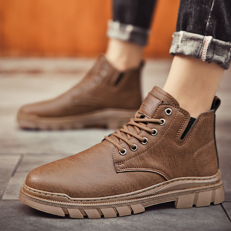 Vintage Meeste Lühikesed Saapad Sügis Talv Uus Vintage Briti Stiilis Paks Tald Mugavad Libisemisvastased Töösaapad Õuesaapad vabaajajalatsid