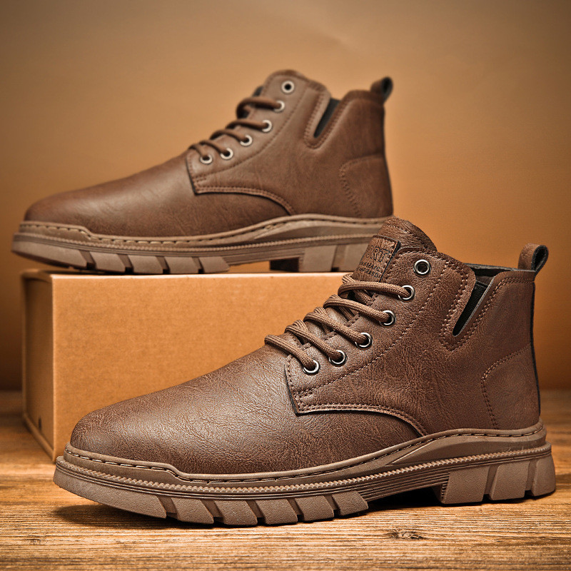 Vintage Meeste Lühikesed Saapad Sügis Talv Uus Vintage Briti Stiilis Paks Tald Mugavad Libisemisvastased Töösaapad Õuesaapad vabaajajalatsid