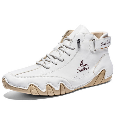 Nauji vyriški auliniai batai „Four Seasons“ aukšto kirpimo odiniai lauko batai vaikščiojimui orui pralaidūs darbo batai Sportiniai laisvalaikio batai Kelionių tendencijos