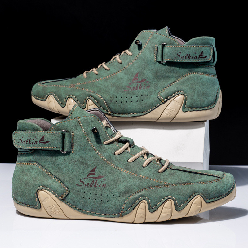 Nauji vyriški auliniai batai „Four Seasons“ aukšto kirpimo odiniai lauko batai vaikščiojimui orui pralaidūs darbo batai Sportiniai laisvalaikio batai Kelionių tendencijos