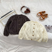Toamnă Iarnă Moda Băiat Bebeluș tricotat Twist Pulover cu mânecă lungă Fată Copii Solid Casual Cardigan Palton Copii Îngroșați Topuri calde