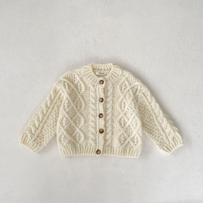 Toamnă Iarnă Moda Băiat Bebeluș tricotat Twist Pulover cu mânecă lungă Fată Copii Solid Casual Cardigan Palton Copii Îngroșați Topuri calde