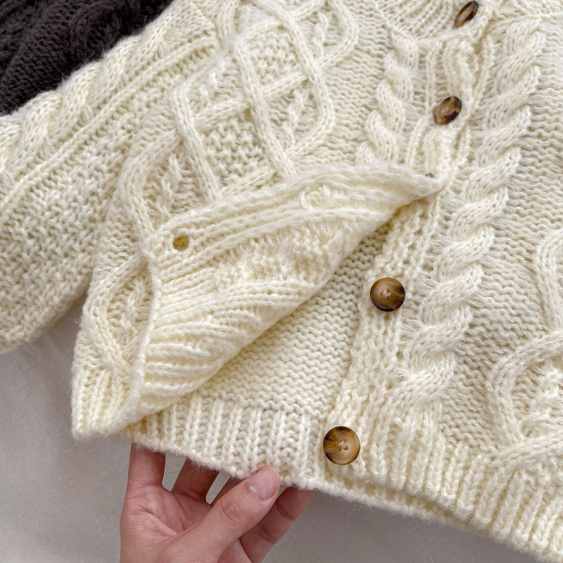 Toamnă Iarnă Moda Băiat Bebeluș tricotat Twist Pulover cu mânecă lungă Fată Copii Solid Casual Cardigan Palton Copii Îngroșați Topuri calde