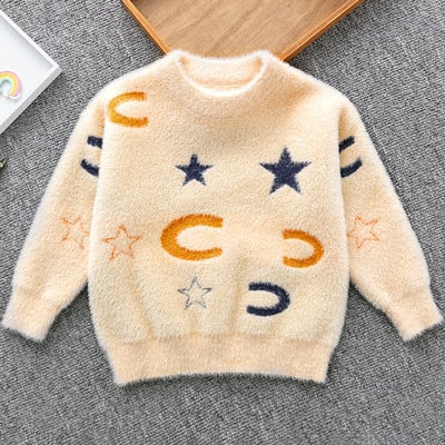 Sügis 2023 Uued beebipoisid, tüdrukud, soojad pikkade varrukatega kampsunid, lasteriided, põdratrükiga laste kampsun, talvised beebide kuduvad mantlid