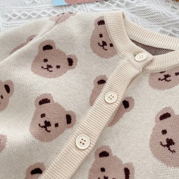 Момичета Детска бебешка жилетка Пуловер за бебета Есен и зима Сладко мече Детски плетени пуловери Аксесоари за новородени