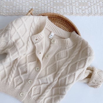 2020 г. Нови зимни детски плетени пуловери за малки деца Едноцветни палта с жилетка в корейски стил Бебешки момчета