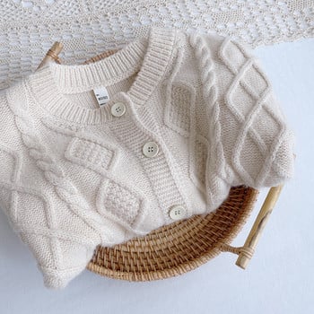 2020 г. Нови зимни детски плетени пуловери за малки деца Едноцветни палта с жилетка в корейски стил Бебешки момчета