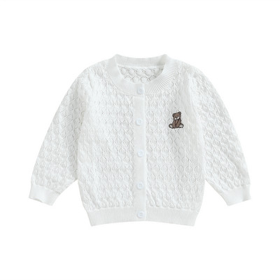 BeQeuewll Bebeluși fetițe tricotat cardigan urs model tricot croșetat buton pulover haină drăguță toamnă iarnă jachetă haine calde