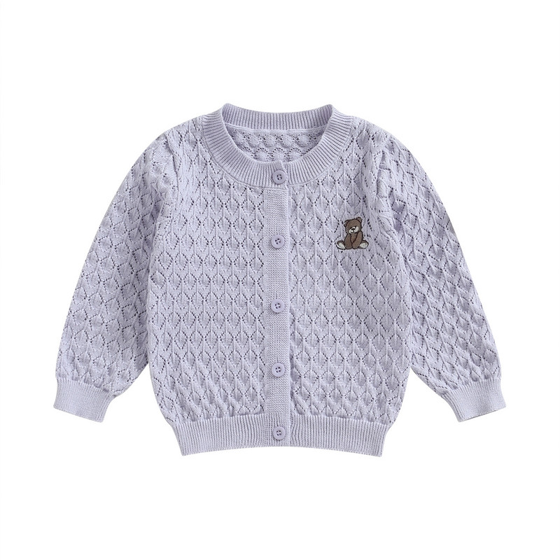 BeQeuewll Bebeluși fetițe tricotat cardigan urs model tricot croșetat buton pulover haină drăguță toamnă iarnă jachetă haine calde