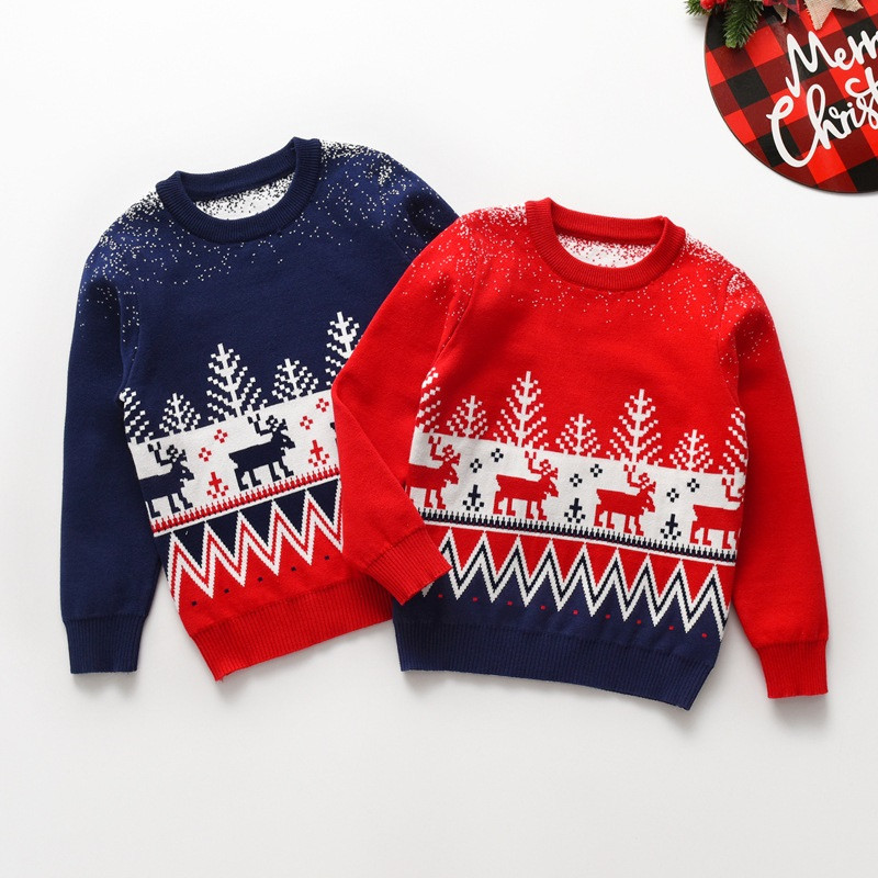Kruleepo Copii Copii Zăpadă Festival de Crăciun Pulover Jachetă Jachetă Bebeluș Fete Băieți Toamnă Iarnă Cald O Guler Pulover Tricoturi
