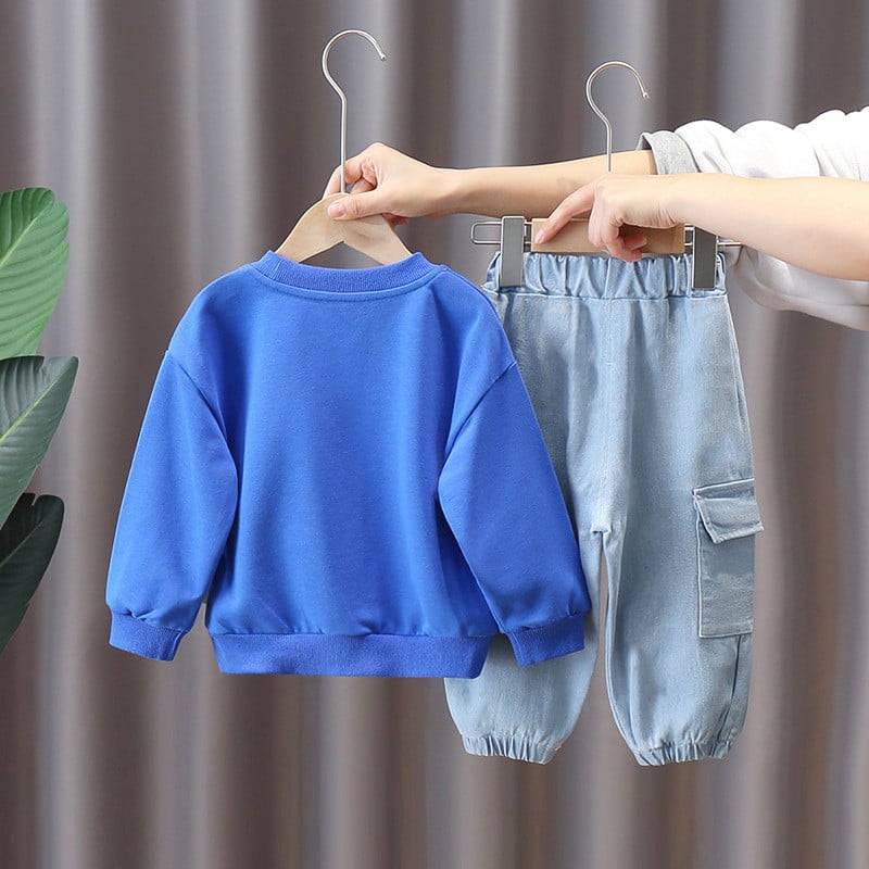 Primăvara Toamnă Moda Băieți Haine Copii Graffiti Curcubeu Tricou Blugi 2 buc/Seturi Îmbrăcăminte sport pentru copii Treninguri pentru copii