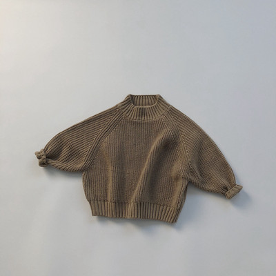 4029C Korea laste kampsun, silmkoeline sviiter 2022, uus talvine paksu vardaga poiste sviiter, poolkilpkaelusega tüdrukute kampsun