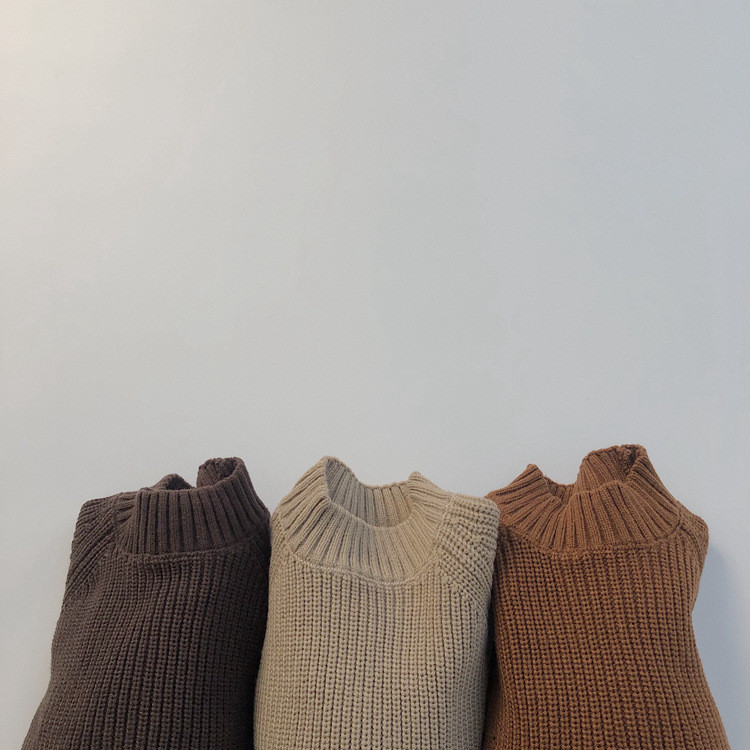 4029C Korea laste kampsun, silmkoeline sviiter 2022, uus talvine paksu vardaga poiste sviiter, poolkilpkaelusega tüdrukute kampsun