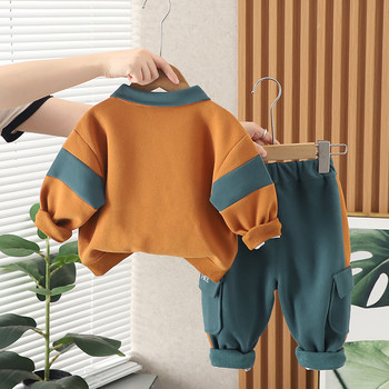 Бебешки комплекти дрехи за момчета Пролет Есен Детски памучни пуловери Панталони 2 бр. Костюм за 1-5 години Детски ежедневни екипи Спортно облекло