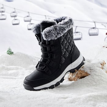 Мъжки, дамски ботуши за сняг 2024, нови зимни плюшени топли памучни обувки, модни на открито, ски, планински, противоплъзгащи се работни ботуши, издръжливи