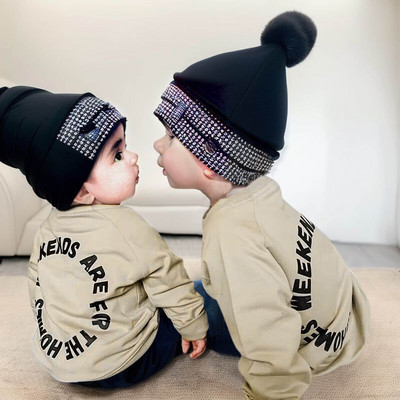 Jachetă din lână 2t Copii mici Băieți Fete Mâneci lungi Tricou imprimat cu litere Pulover Top Haine