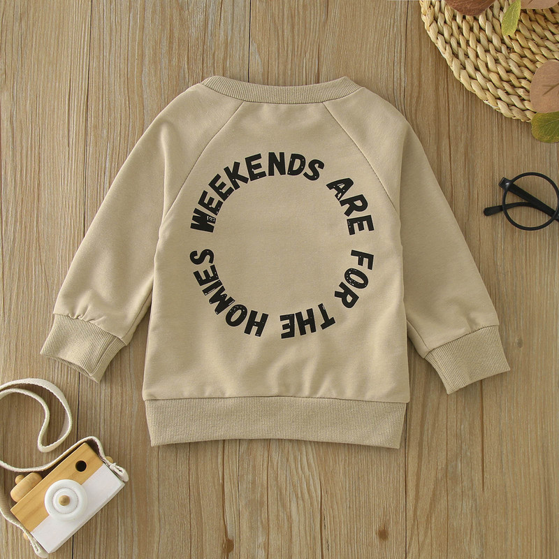 Jachetă din lână 2t Copii mici Băieți Fete Mâneci lungi Tricou imprimat cu litere Pulover Top Haine