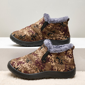 Χειμερινά ανδρικά βαμβακερά παπούτσια 2024 Νέα βελούδινη χοντρή σόλα Ζεστές άνετες μπότες χιονιού Εξωτερική εργασία Αντιολισθητικά παπούτσια Casual Soft Travel