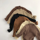 Uus sügistalvine beebi paks pikkade varrukatega kampsun Soliidne laste poiss kootud põhjaga särk vabaaja tüdrukute laste puuvillased pulloverid