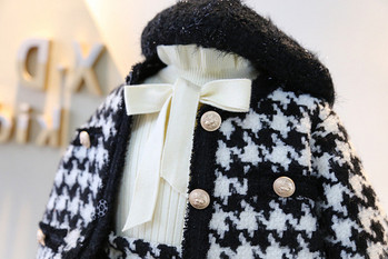 Κοριτσίστικα Σετ Παιδικά Ρούχα Φθινοπωρινά Χειμώνας Νέο Καρό Κορεάτικο Φοιτητικό Κοστούμι Πλεκτό Ζακέτα Πουλόβερ+ Κοντή Φούστα 2τμχ Παιδικά ρούχα