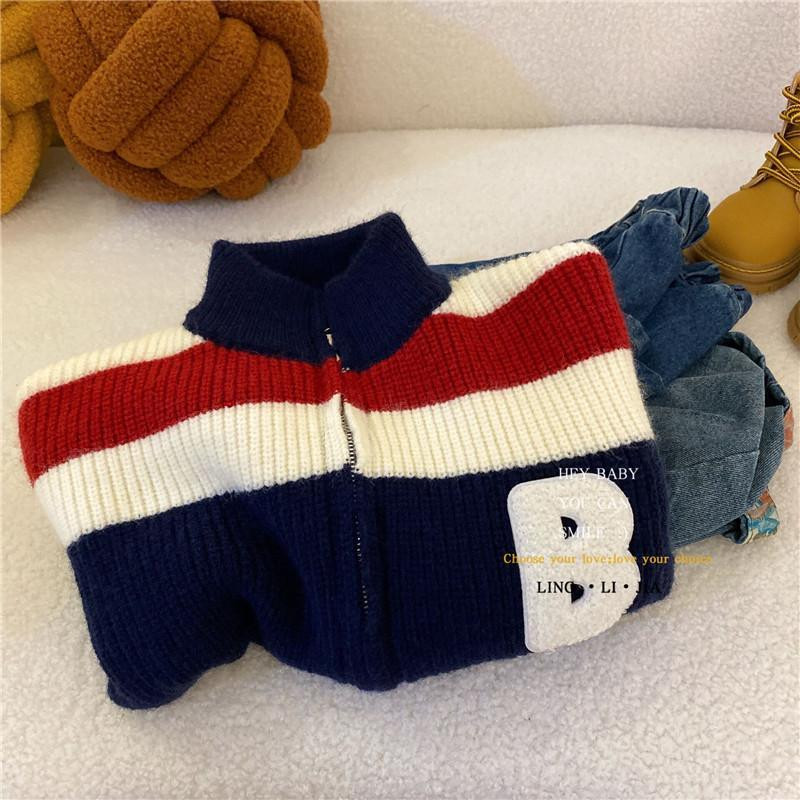 Laste kampsun mantel Korea kevade ja sügise poiste kaela ja lukuga kampsun kampsun kardigan tüdrukute beebi kootud mantel