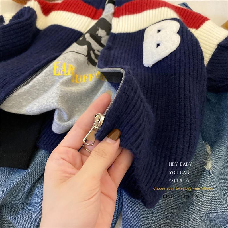 Laste kampsun mantel Korea kevade ja sügise poiste kaela ja lukuga kampsun kampsun kardigan tüdrukute beebi kootud mantel