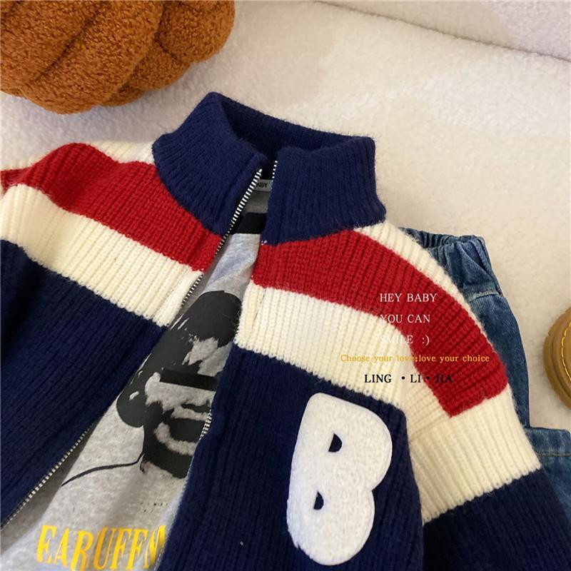 Laste kampsun mantel Korea kevade ja sügise poiste kaela ja lukuga kampsun kampsun kardigan tüdrukute beebi kootud mantel