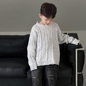 Pulover pentru copii 2023, primăvară, toamnă, nou, la modă, stil coreean, pentru băieți, culori mixte, gri, personalitate, cool, moale, pulover