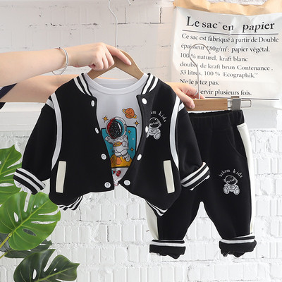 Primavara toamna Haine pentru bebelusi Jacheta de baseball Manta Topuri Pantaloni 3 buc/set Costum sport casual Haine pentru copii Treninguri pentru copii mici