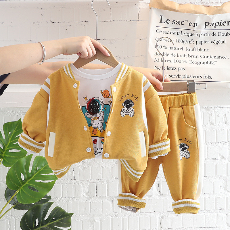 Primavara toamna Haine pentru bebelusi Jacheta de baseball Manta Topuri Pantaloni 3 buc/set Costum sport casual Haine pentru copii Treninguri pentru copii mici