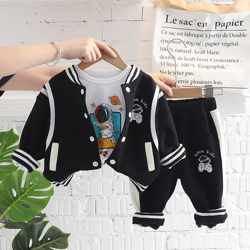 Primavara toamna Haine pentru bebelusi Jacheta de baseball Manta Topuri Pantaloni 3 buc/set Costum sport casual Haine pentru copii Treninguri pentru copii mici