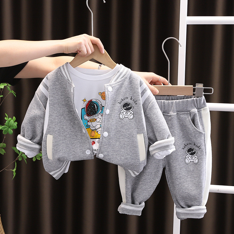 Primavara toamna Haine pentru bebelusi Jacheta de baseball Manta Topuri Pantaloni 3 buc/set Costum sport casual Haine pentru copii Treninguri pentru copii mici