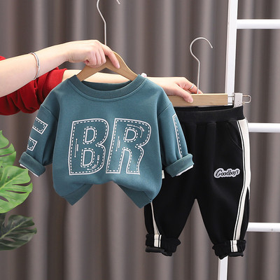 2023. aasta moodne beebipoiste rõivakomplekt väikelaste kevadine sügis, puuvillane kirjaga pullover, topsid + püksid, 2tk, spordiülikond 1–5-aastastele lastele