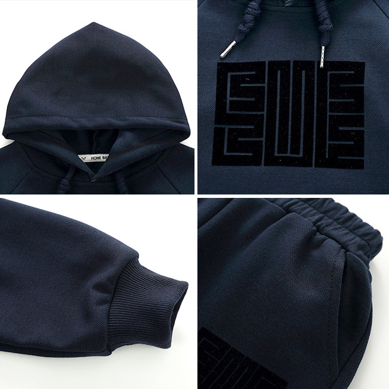 Sügismood Beebiriided Lastele Poistele Trükitud kapuutsid Jope mantelpüksid 2tk/komplektid Väikelaste vabaajarõivad Laste dressid