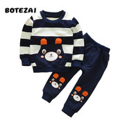 BOTEZAI Haine pentru baietel Primavara toamna Urs din desene animate Tricou cu maneca lunga Pantaloni 2 buc Costume Copii Fete Set casual Trening sport
