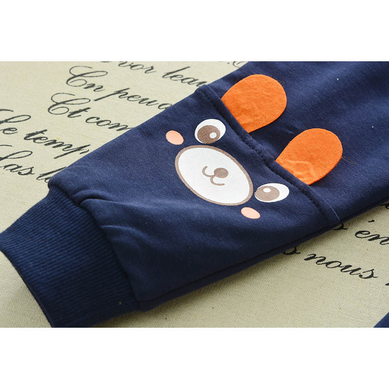 BOTEZAI Haine pentru baietel Primavara toamna Urs din desene animate Tricou cu maneca lunga Pantaloni 2 buc Costume Copii Fete Set casual Trening sport