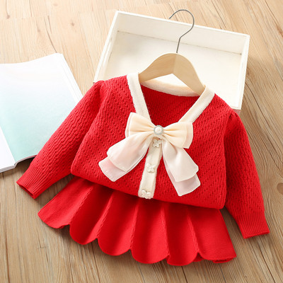 2tk Kootud Tüdrukute Uued Komplektid Printsess Sügis Klassikalised Riided Talvekampsun Seelik Sünnipäevavorm 1-8-aastastele Lasteülikonnad