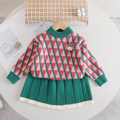 2 buc. Seturi de haine noi pentru fete, iarna, la moda pentru copii, pentru 1-8 ani, tinuta noua eleganta, aniversare, fete dulci, seturi de toamna din tweed