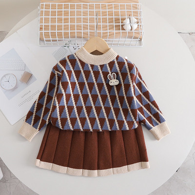 2 buc. Seturi de haine noi pentru fete, iarna, la moda pentru copii, pentru 1-8 ani, tinuta noua eleganta, aniversare, fete dulci, seturi de toamna din tweed