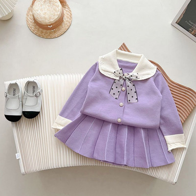 2 buc. Seturi de haine noi pentru fete, iarna, la moda pentru copii, pentru 1-8 ani, tinuta noua eleganta, aniversare, fete dulci, seturi de toamna din tweed