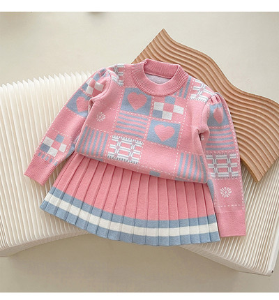 2 buc. Seturi de haine noi pentru fete, iarna, la moda pentru copii, pentru 1-8 ani, tinuta noua eleganta, aniversare, fete dulci, seturi de toamna din tweed