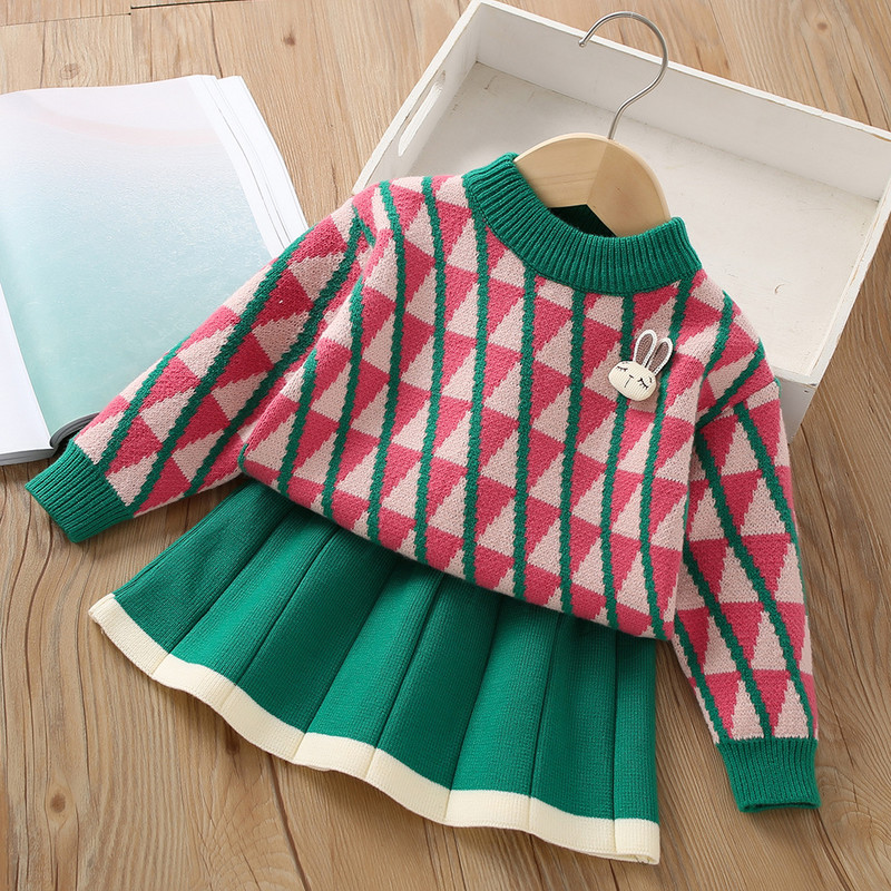 2 buc. Seturi de haine noi pentru fete, iarna, la moda pentru copii, pentru 1-8 ani, tinuta noua eleganta, aniversare, fete dulci, seturi de toamna din tweed