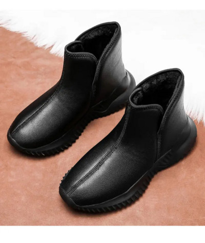 Cizme scurte ocazionale din piele de iarnă pentru bărbați, cu fundul gros, sus, anti-alunecare, antiderapante, ușoare, dimensiuni mari, pluș, cizme de zăpadă calde